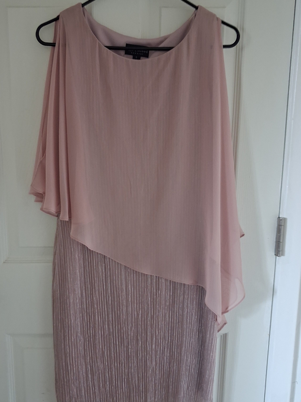 connected apparel Dusty Rose Asymmetrical Overlay Evening Dress